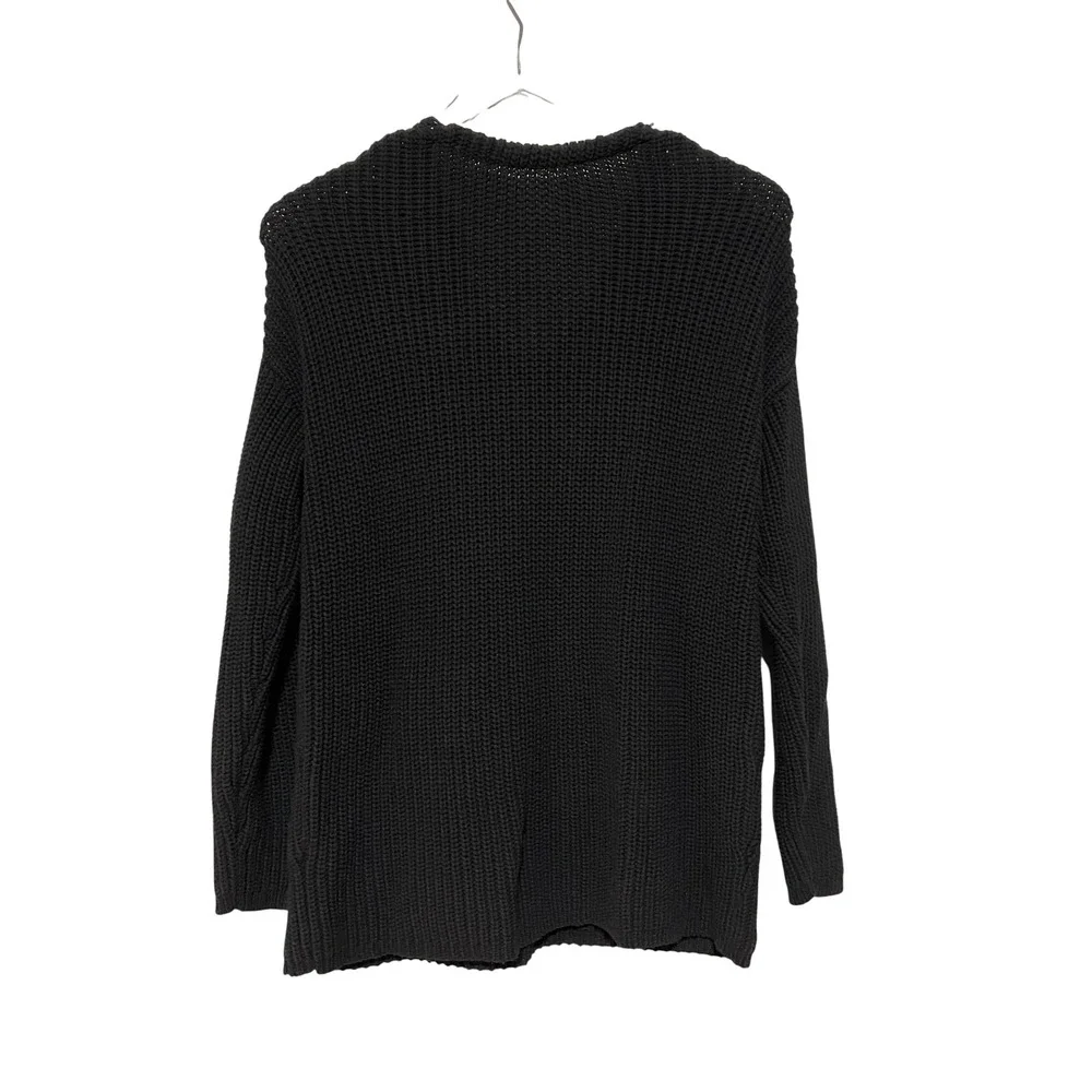 Jenni Kayne Cabin V Neck Knit Cotton Oversized Pullover Sweater Size XXS Black